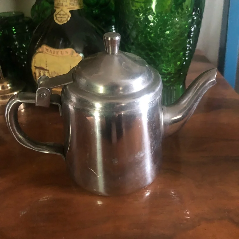 Small Vintage Stainless Steel Coffee or Tea Pot